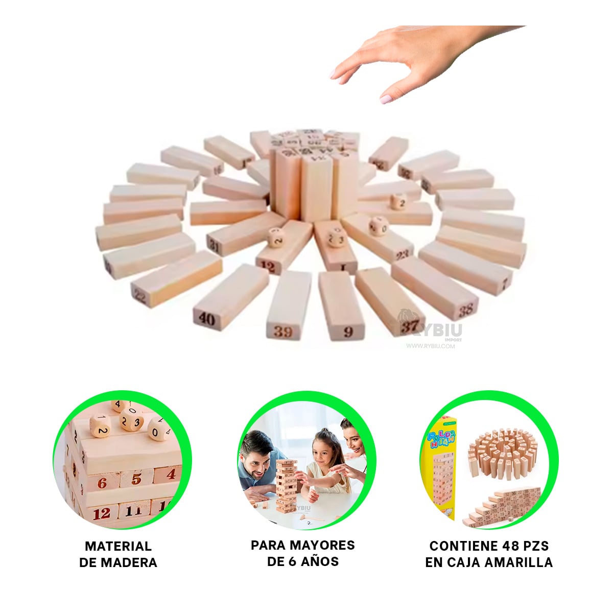 JENGA DE NUMEROS EN COLOR MADERA Y+REGALO AGENDITA - 3