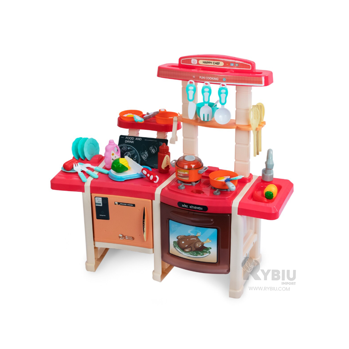 SIMULADOR PORTATIL DE COCINA EN ROSADO Y+PAPEL DE REGALO - 1