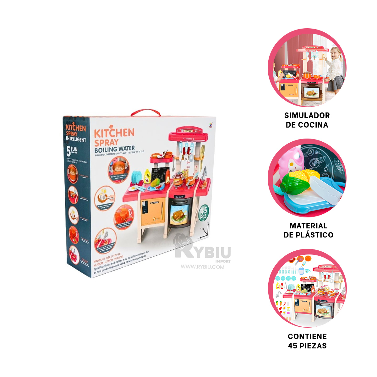 SIMULADOR PORTATIL DE COCINA EN ROSADO Y+PAPEL DE REGALO - 2