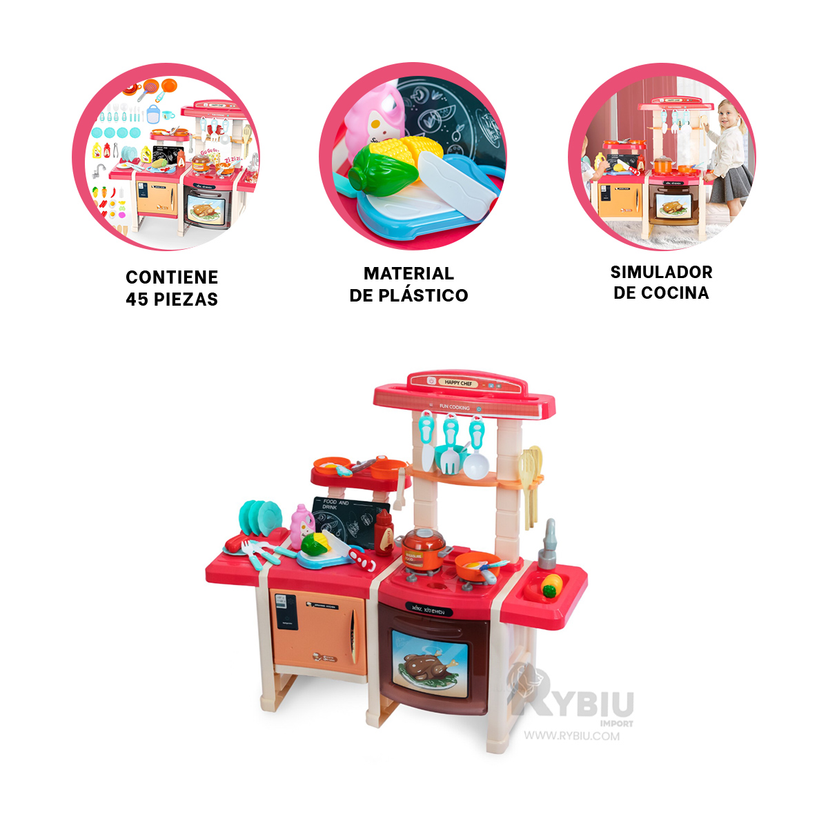 SIMULADOR PORTATIL DE COCINA EN ROSADO Y+PAPEL DE REGALO - 4