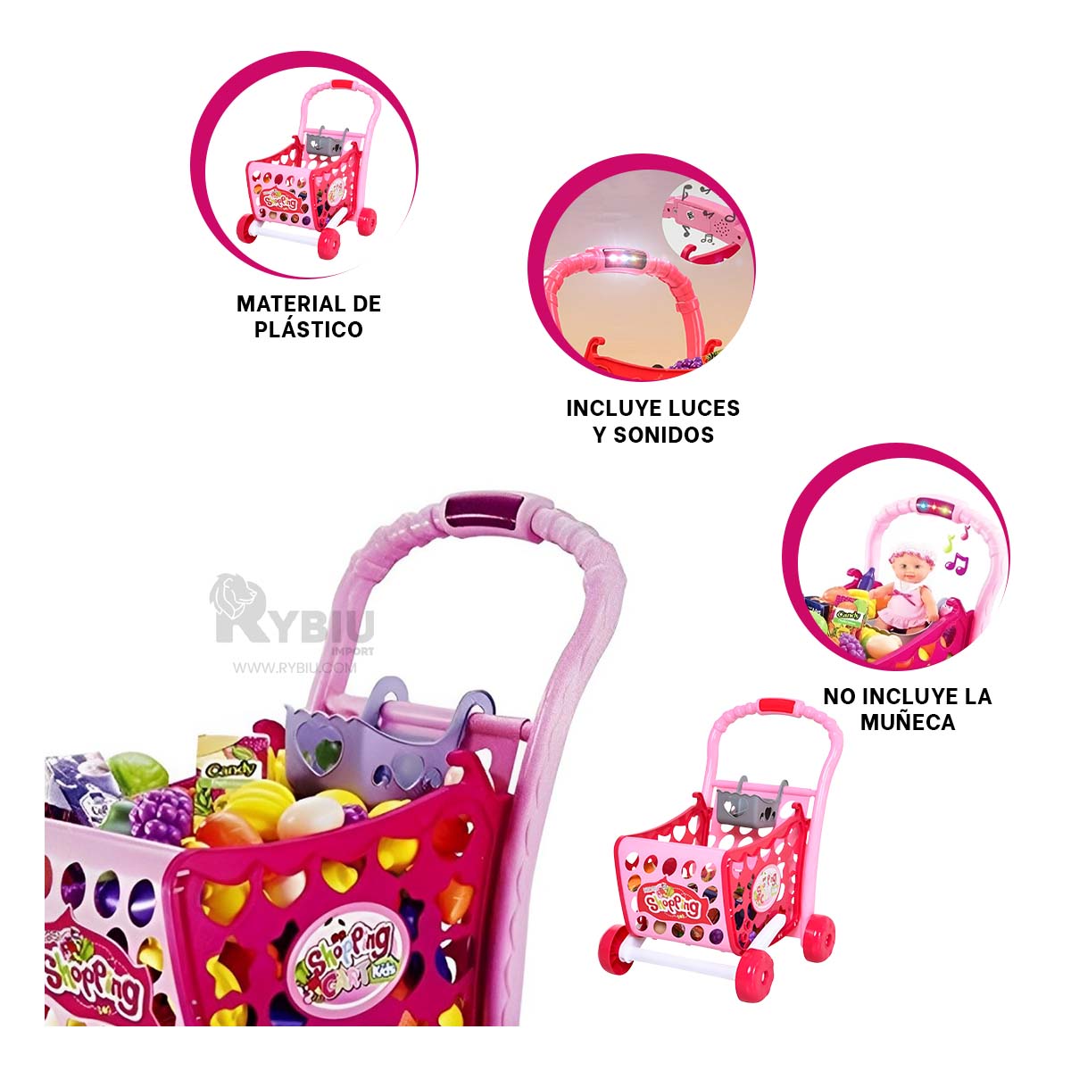 COCHE 3 EN 1 PARA CHICOS EN ROSADO Y+ENVOLTORIO DE REGALO - 3