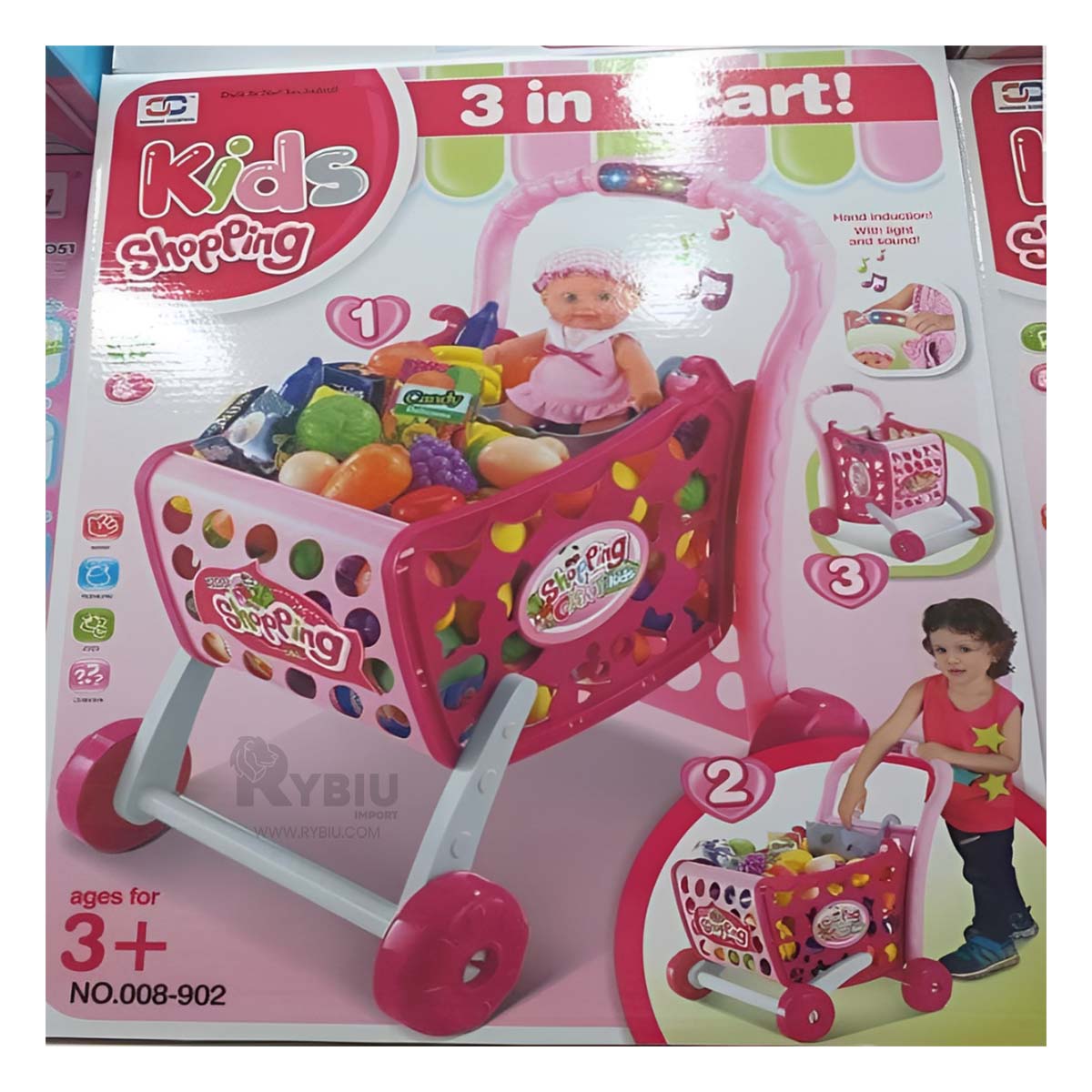 CARRO DE COMPRAS MODELO REAL ROSADO Y+POST-IT ADHESIVOS - 1