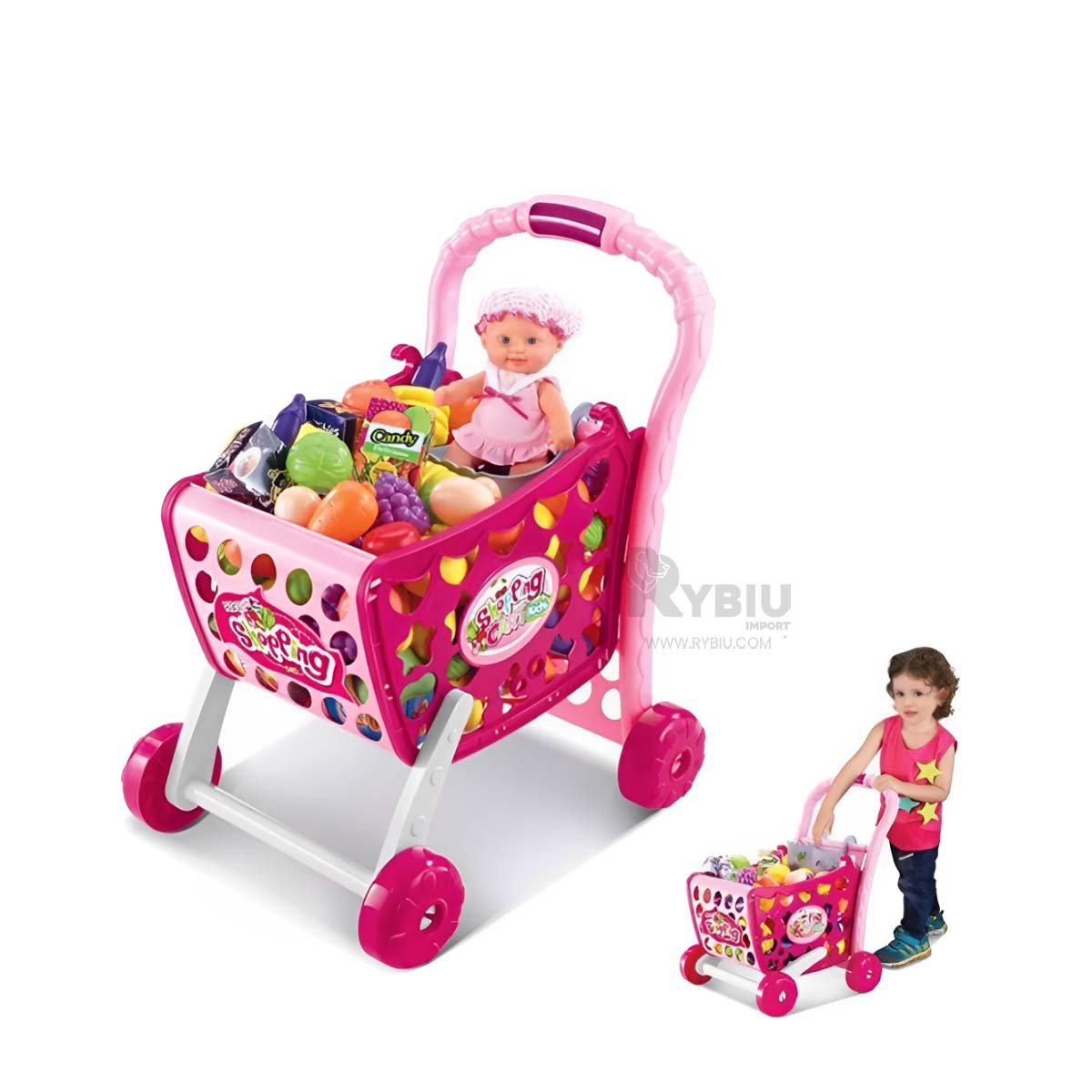 CARRO DE COMPRAS MODELO REAL ROSADO Y+POST-IT ADHESIVOS - 4