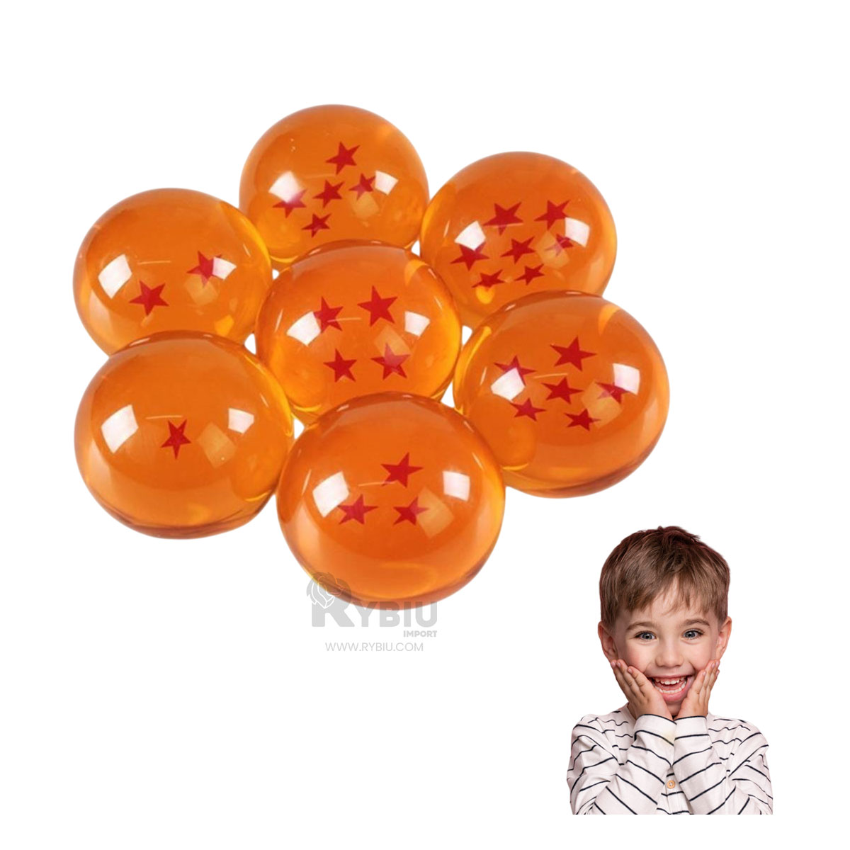SET DE 7 DRAGON BALL NARANJA Y+REGALO LIGAS PARA PEINAR - 2