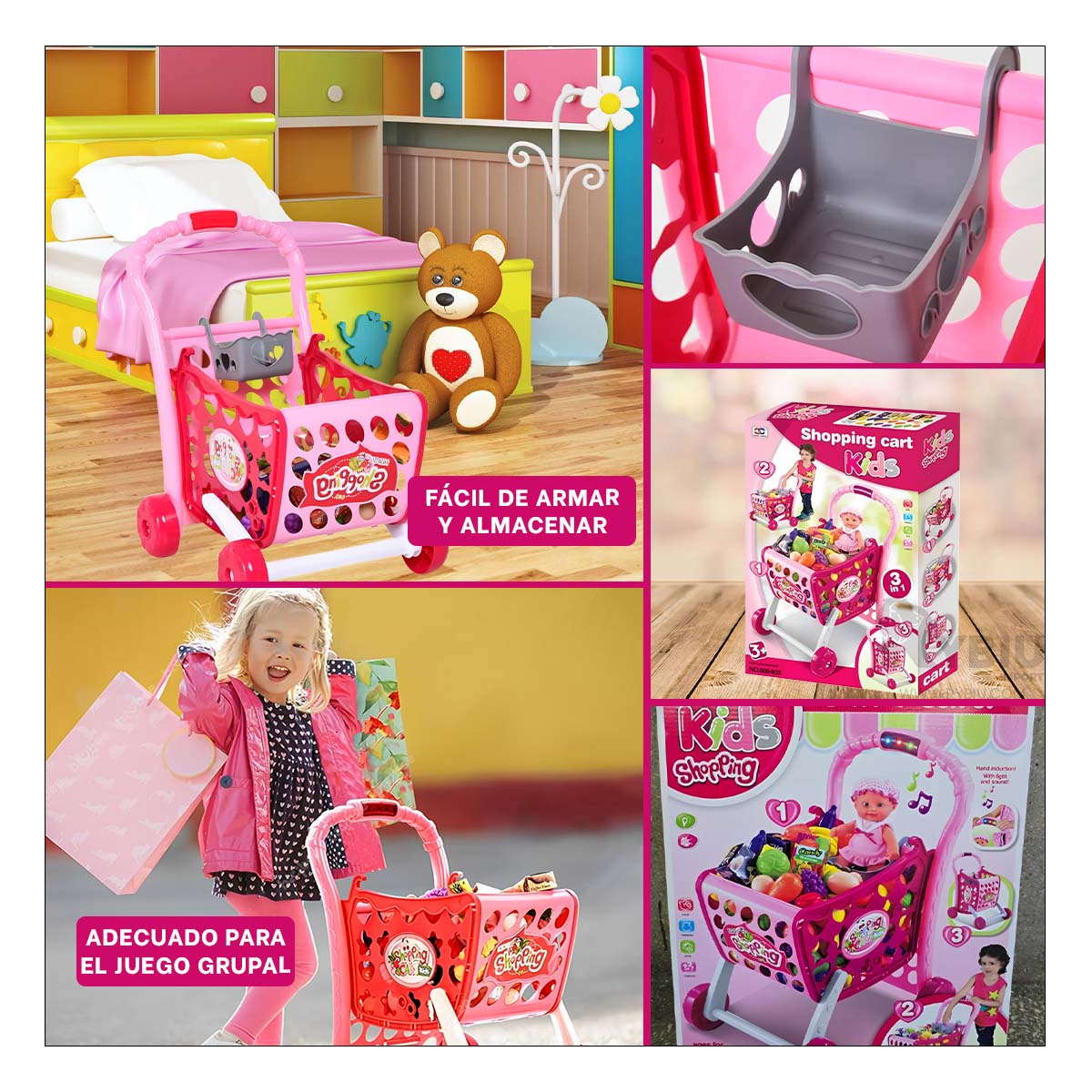 CARRO FUNCIONAL EN MODELO DE ROSADO Y+BANDERITAS ADHESIVAS - 3