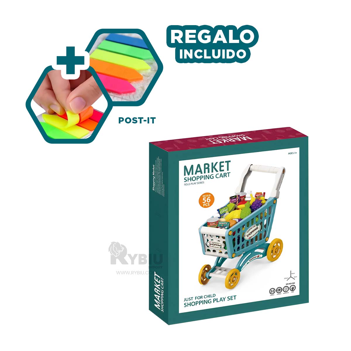 CARRO DE COMPRAS DISEÑO REAL MULTICOLOR Y+POST-IT ADHESIVOS - 6