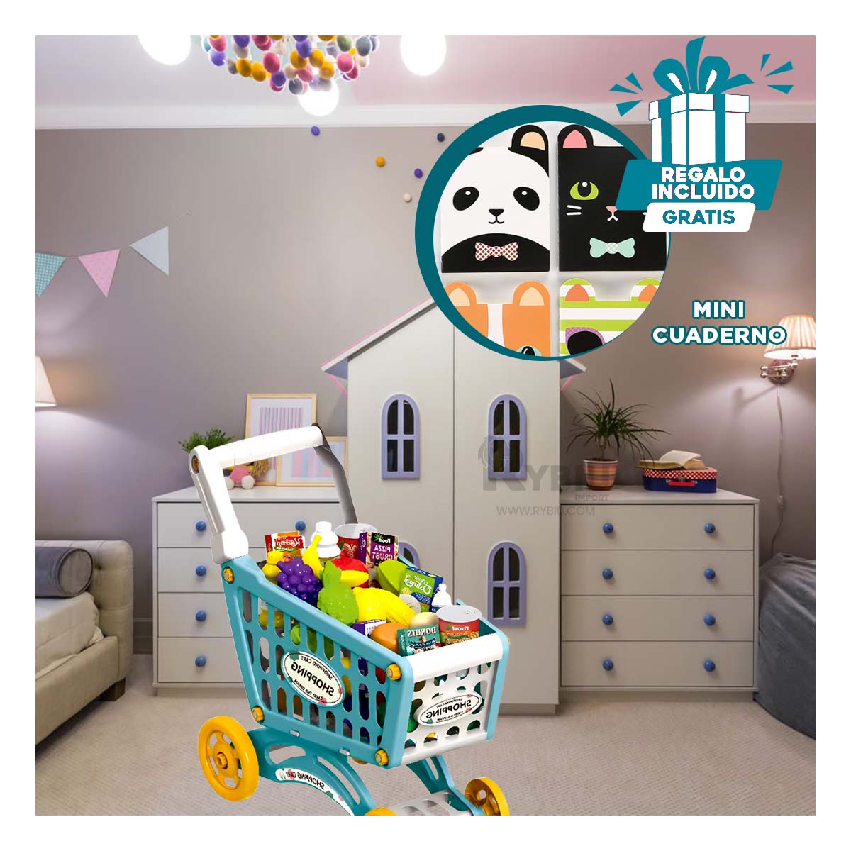 COCHE DIDACTICO DE COMPRAS EN MULTICOLOR Y+REGALO AGENDITA - 6