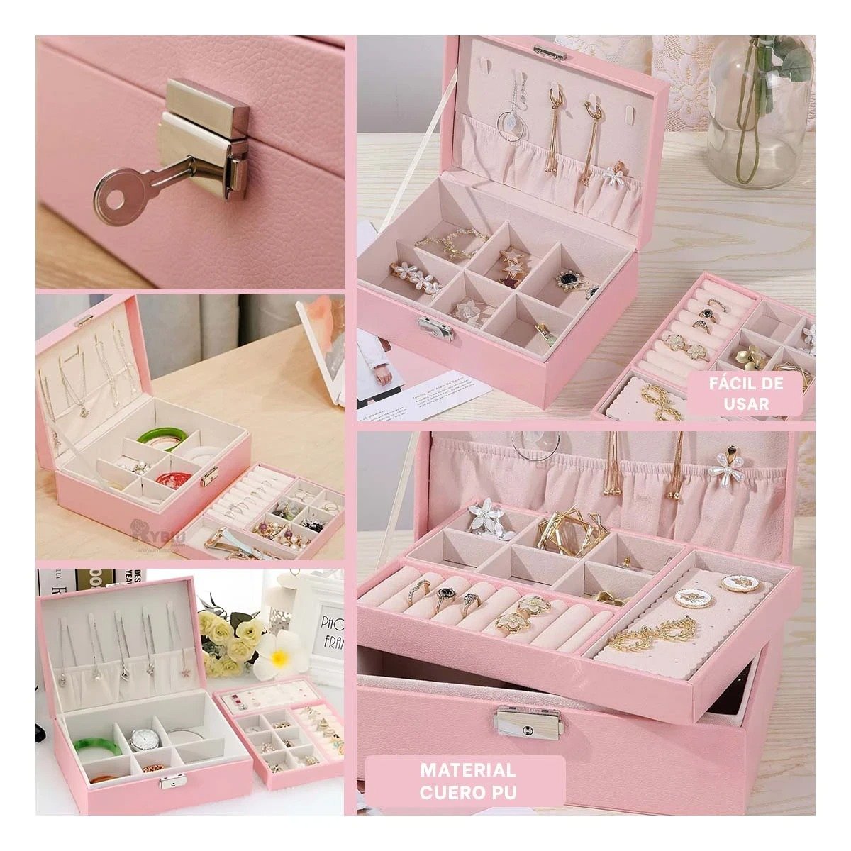 JOYERO RYBIU BE32624 CAJÓN DAMAS + POST-IT ADHESIVOS ROSADO - 1