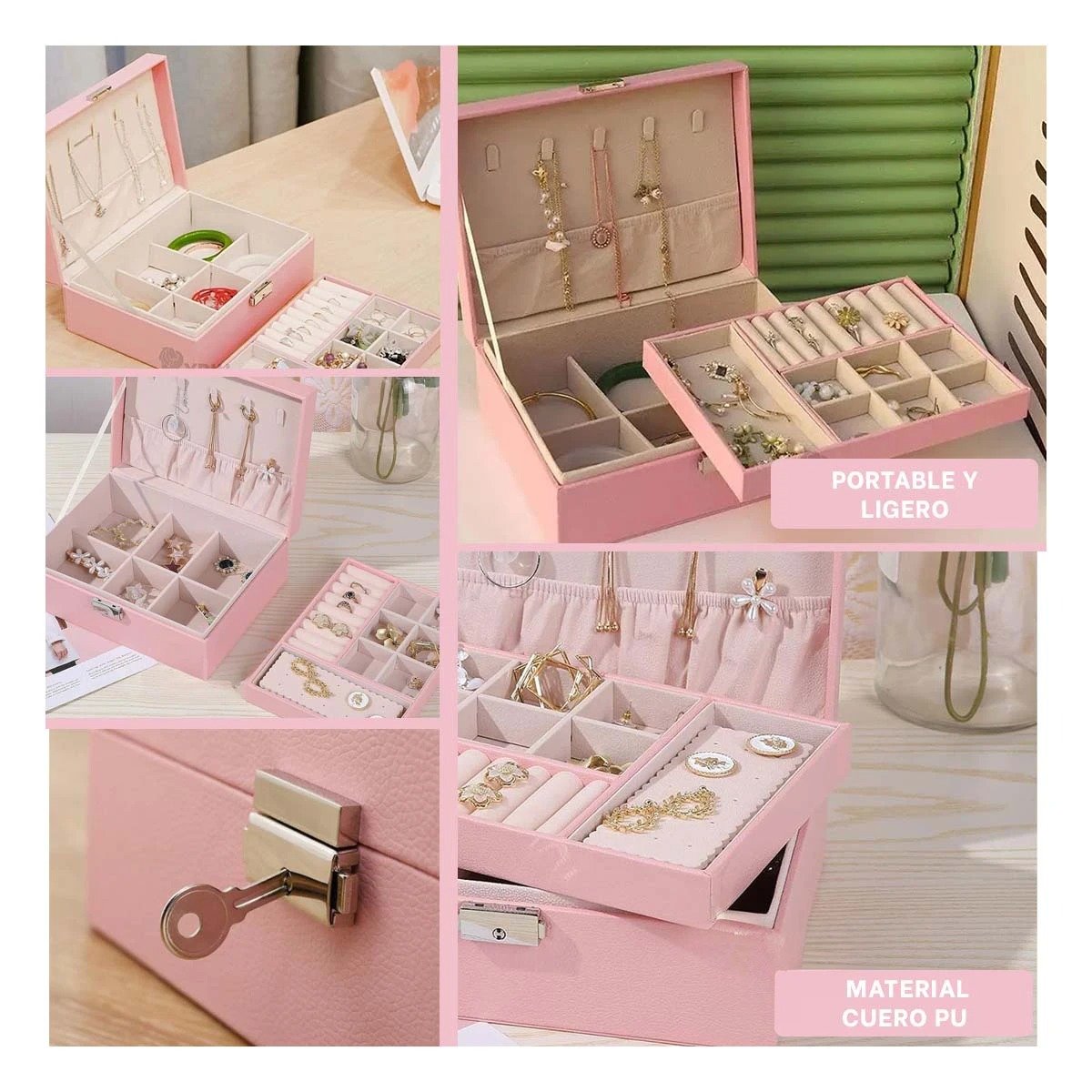 JOYERO RYBIU BE32624 CAJÓN DAMAS + POST-IT ADHESIVOS ROSADO - 5