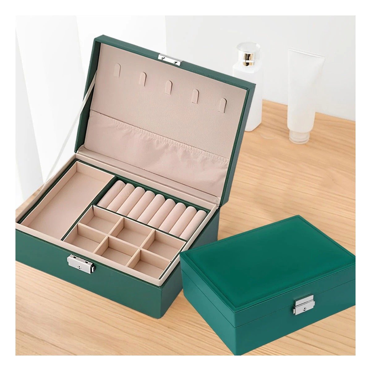 JOYERO RYBIU BE32627 CUERO ALHAJERO DAMAS + POST-IT ADHESIVOS VERDE - 2