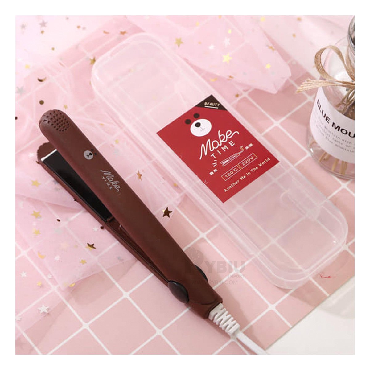 PLANCHADOR DE MELENA RYBIU BE33002 BONITO GUINDA + POST-IT ADHESIVOS - 2