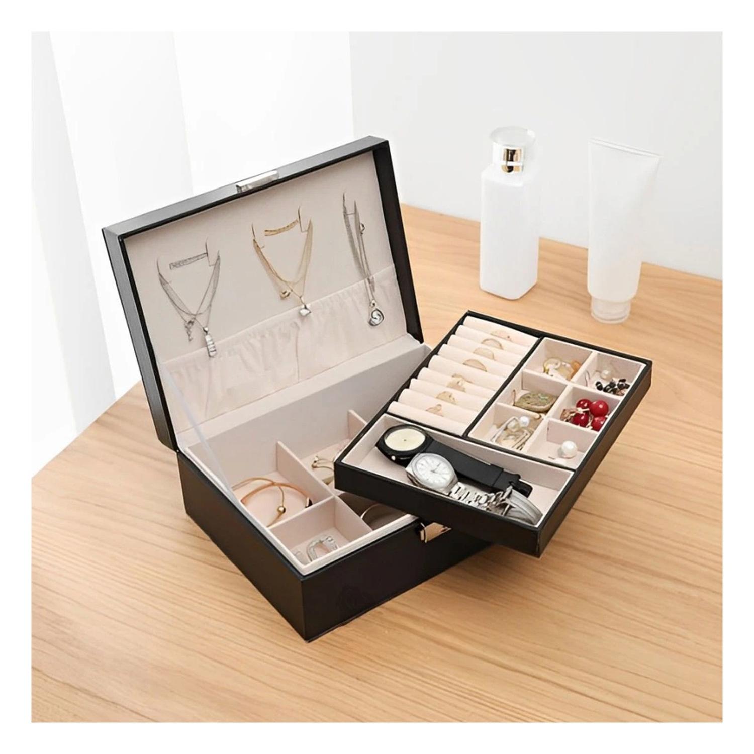 JOYERO RYBIU BE32626 CUERO ESTUCHE VERSATIL COLLARES EN + GIFT MINIAGENDA NEGRO - 4