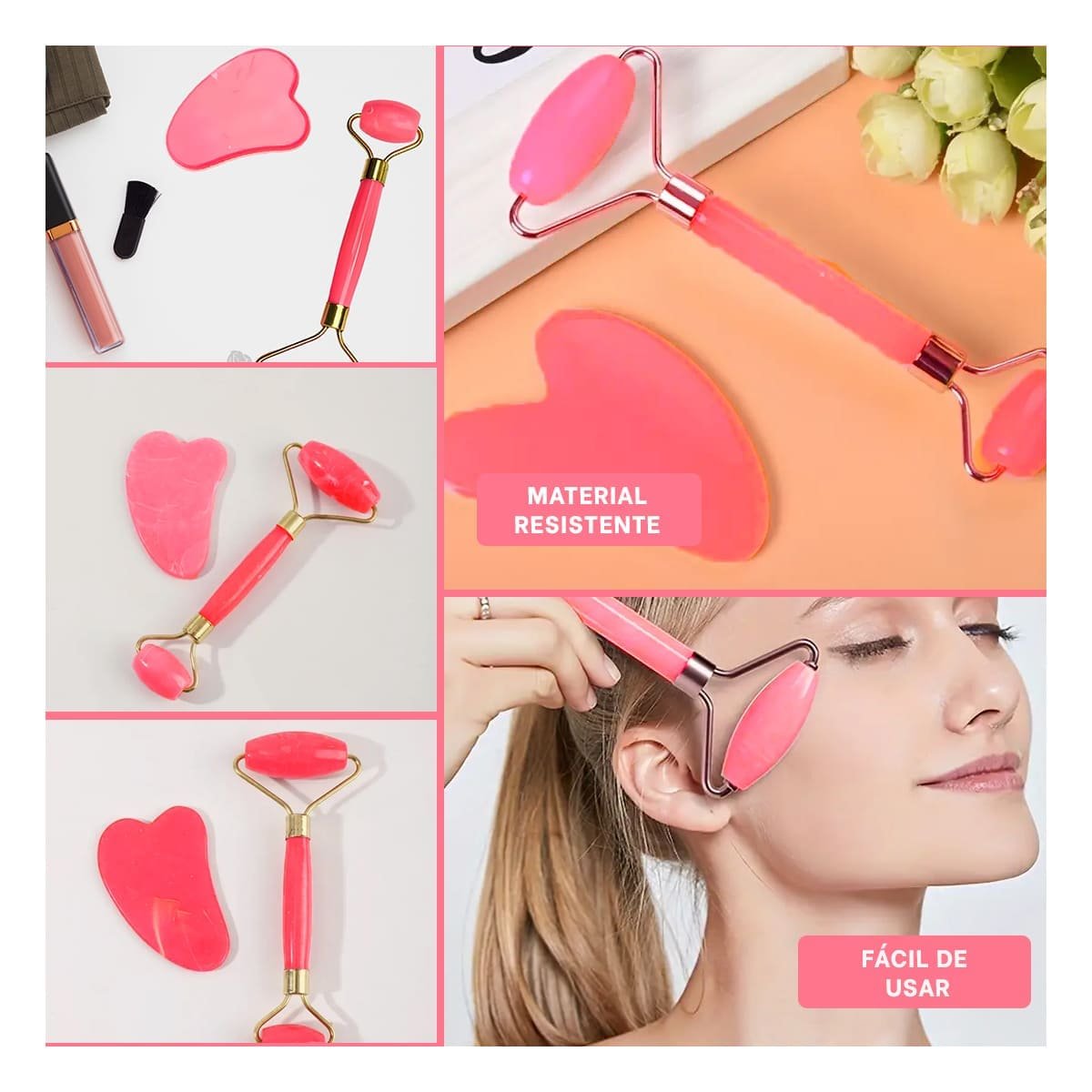 MASAJEADOR RYBIU FACIAL BE32665 SATISFACTOR MEDIDA COLOR ROSADO + POST-IT ADHESIVOS - 1