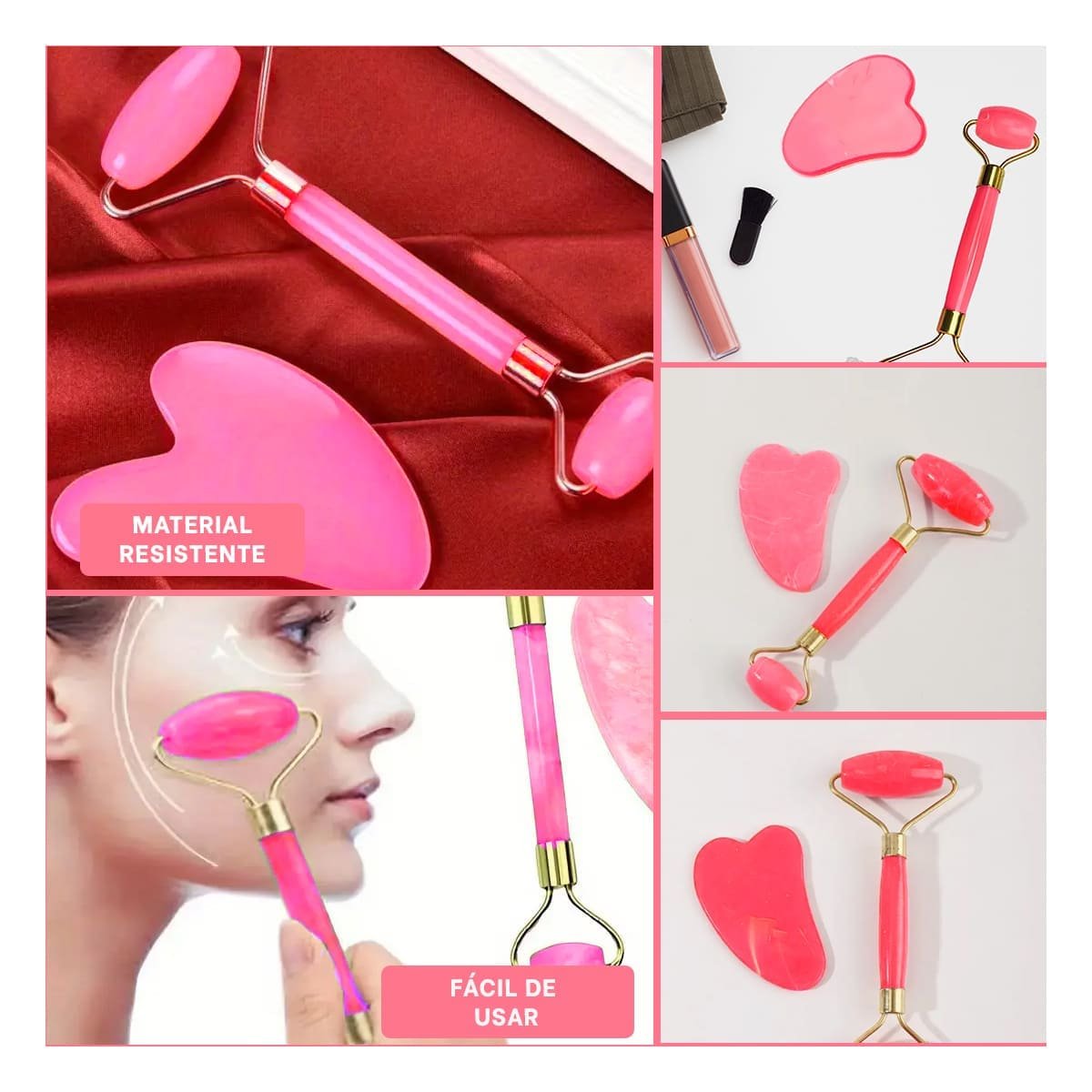 MASAJEADOR RYBIU FACIAL BE32665 SATISFACTOR MEDIDA COLOR ROSADO + POST-IT ADHESIVOS - 5