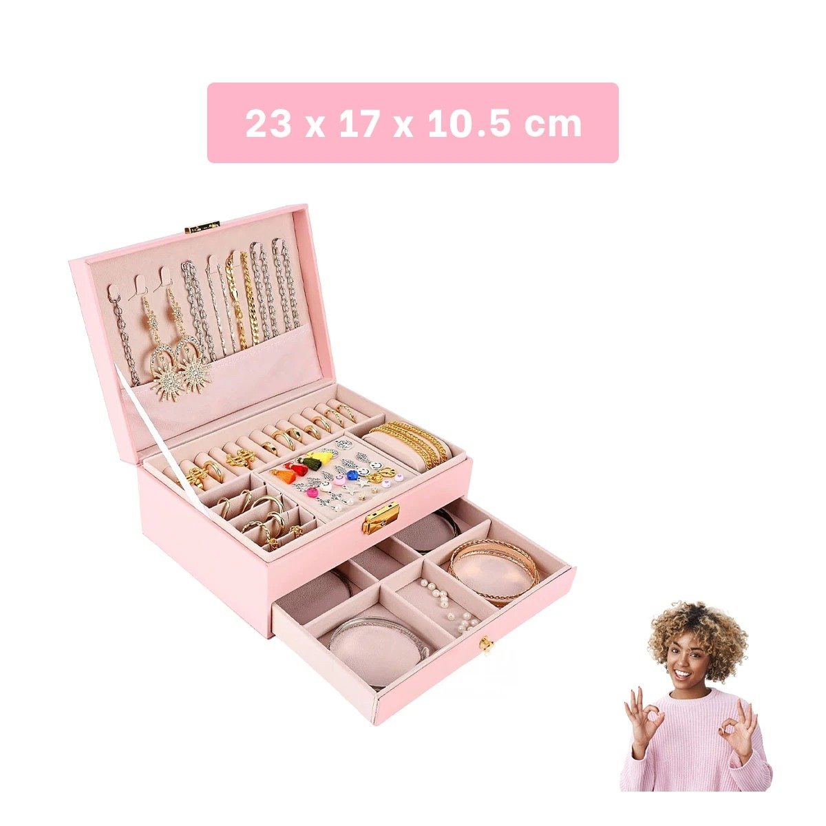 JOYERO RYBIU BE32628 ALHAJERO DAMAS + POST-IT ADHESIVOS ROSADO - 4