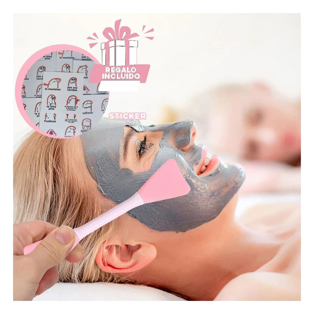 APLICADOR DE BELLEZA ROSADO PARA TRATAMIENTOS FACIALES Y RUTINA DIARIA Y+REGALO STICKER - 1