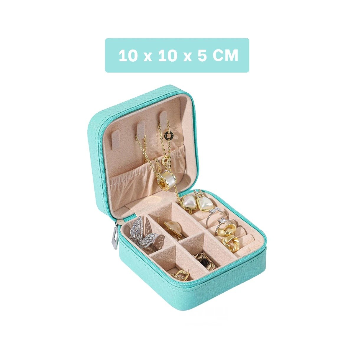 SET JOYERO RYBIU BE32254 VERDE GUARDAJOYAS REFINADO ORGANIZAR + LIGAS REGALO - 4