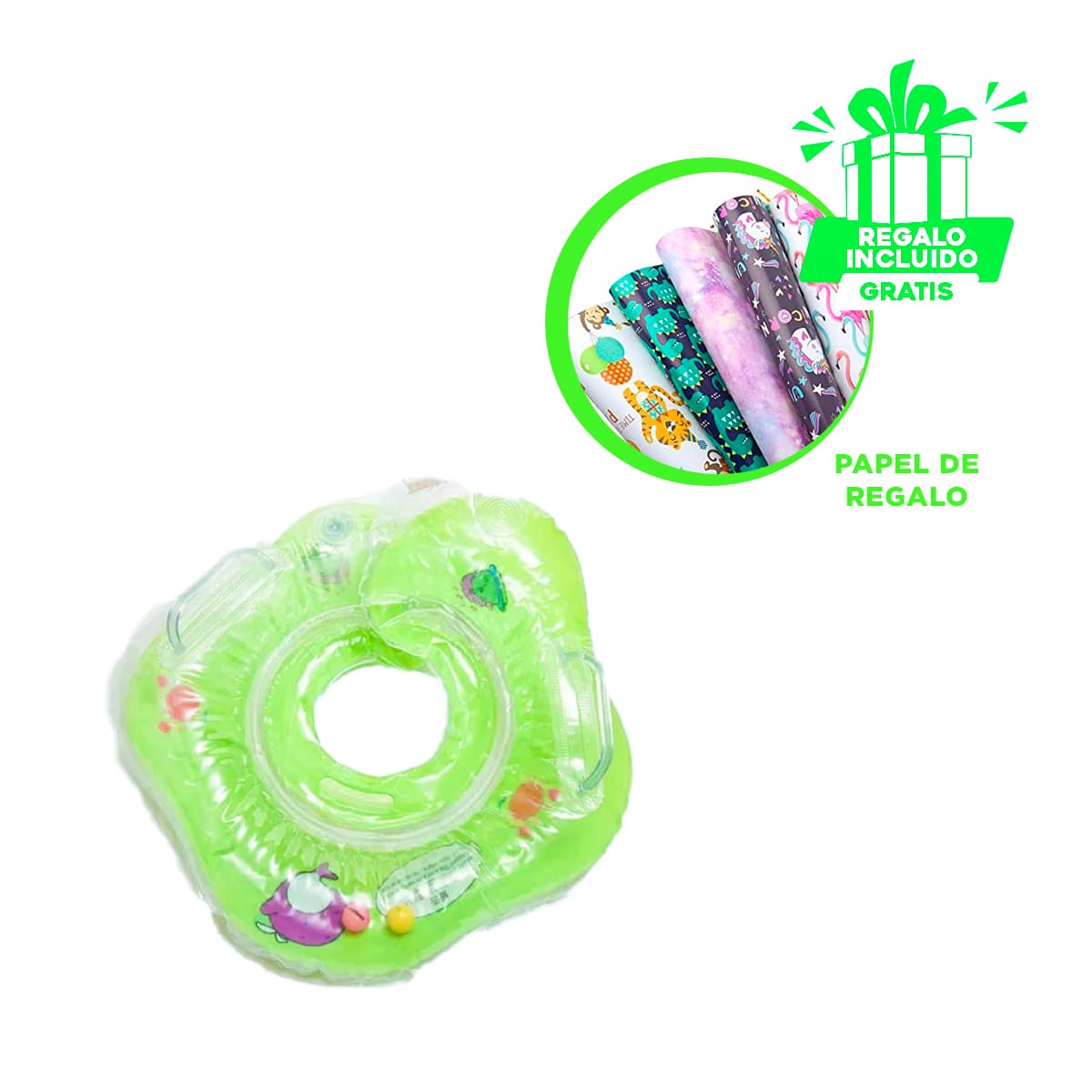 FLOTADOR ERGONOMICO Y LIGERO EN VERDE Y+PAPEL DE REGALO - 1