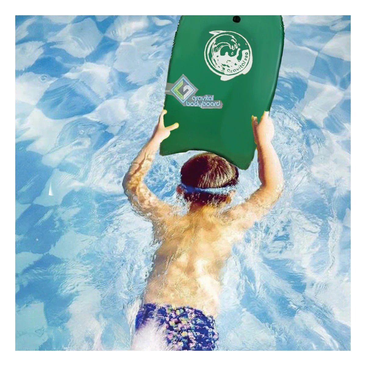 TABLA NATACIÓN RYBIU GR-41 ACUATICA ANTIDESLIZANTE 41 VERDE + PAPEL REGALO - 3