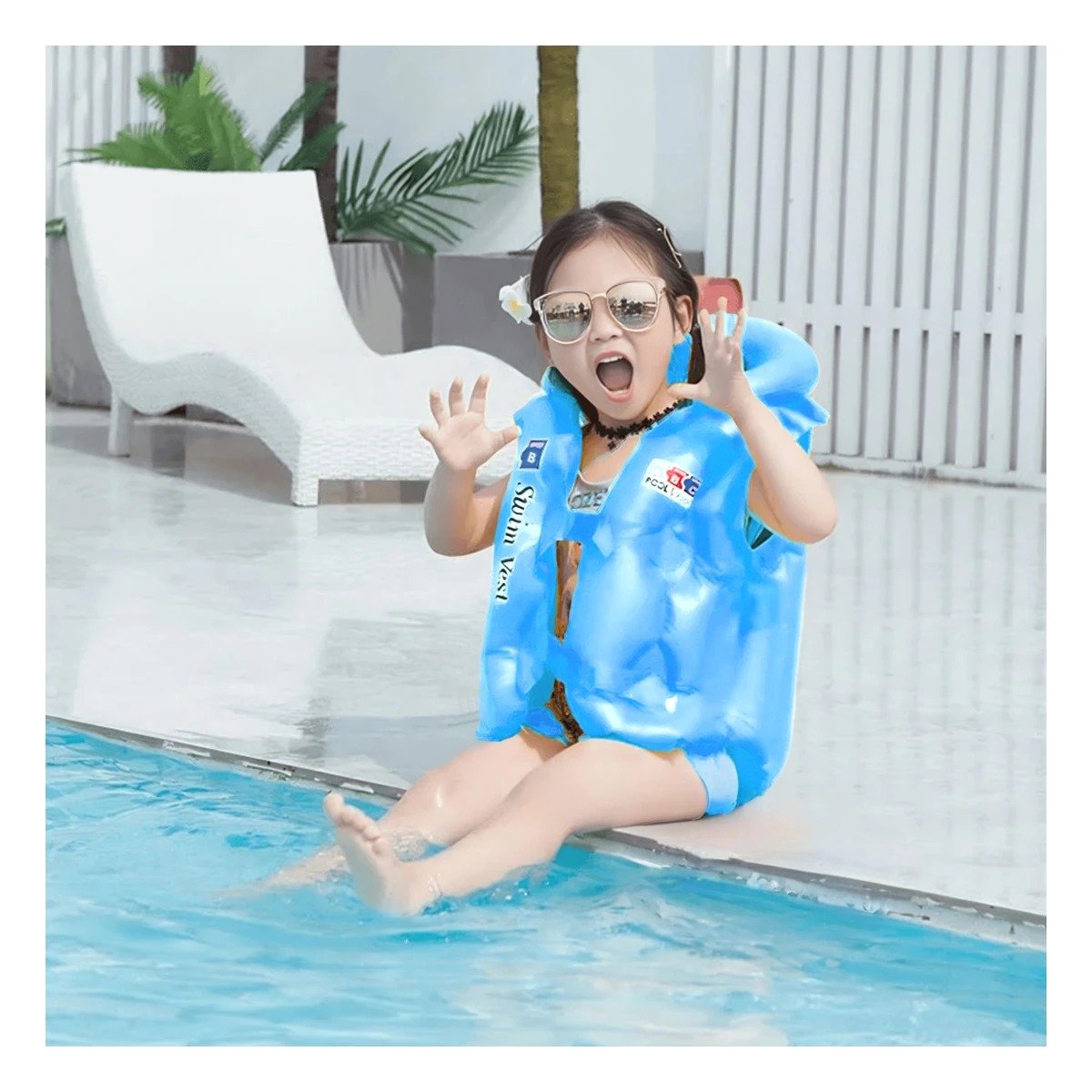 CHALECO RYBIU MG-4001A VINILO CELESTE ENTRENAR PISCINA + REGALO STICKERS - 2