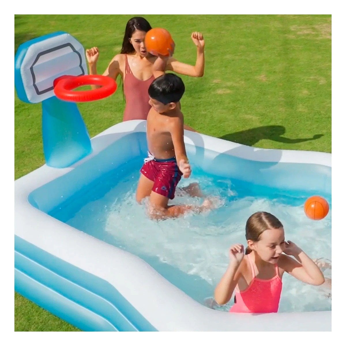 ALBERCA DE AGUA CON CANASTA DE BALONCESTO 188 X 257 X 13 CM PARA DIVERSION Y+POST IT - 2