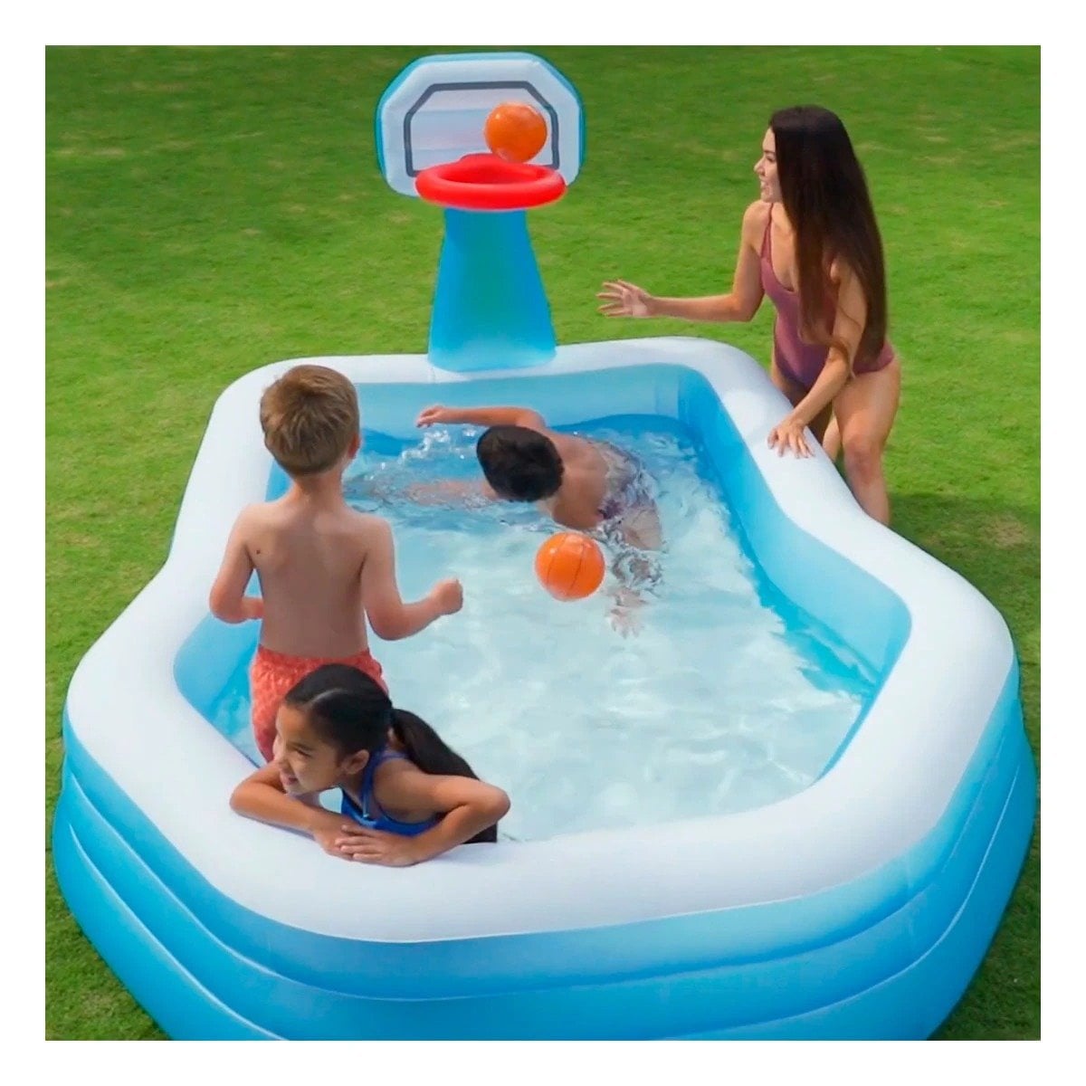 ALBERCA DE AGUA CON CANASTA DE BALONCESTO 188 X 257 X 13 CM PARA DIVERSION Y+POST IT - 3