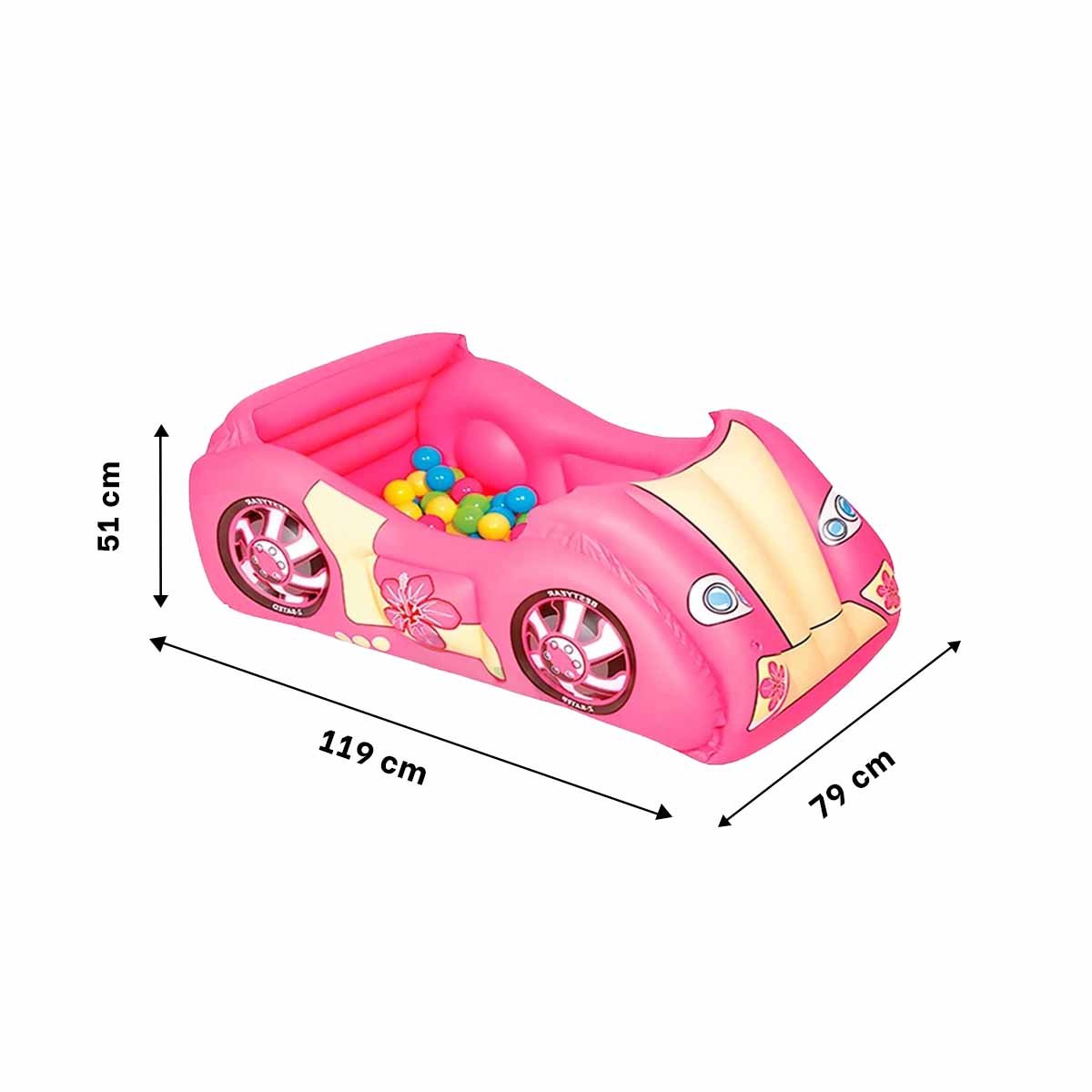 ALBERCA DE BOLAS 119X79X51 CM HINCHABLE INFANTIL COCHE DE CARRERA CASA Y+POST IT - 4
