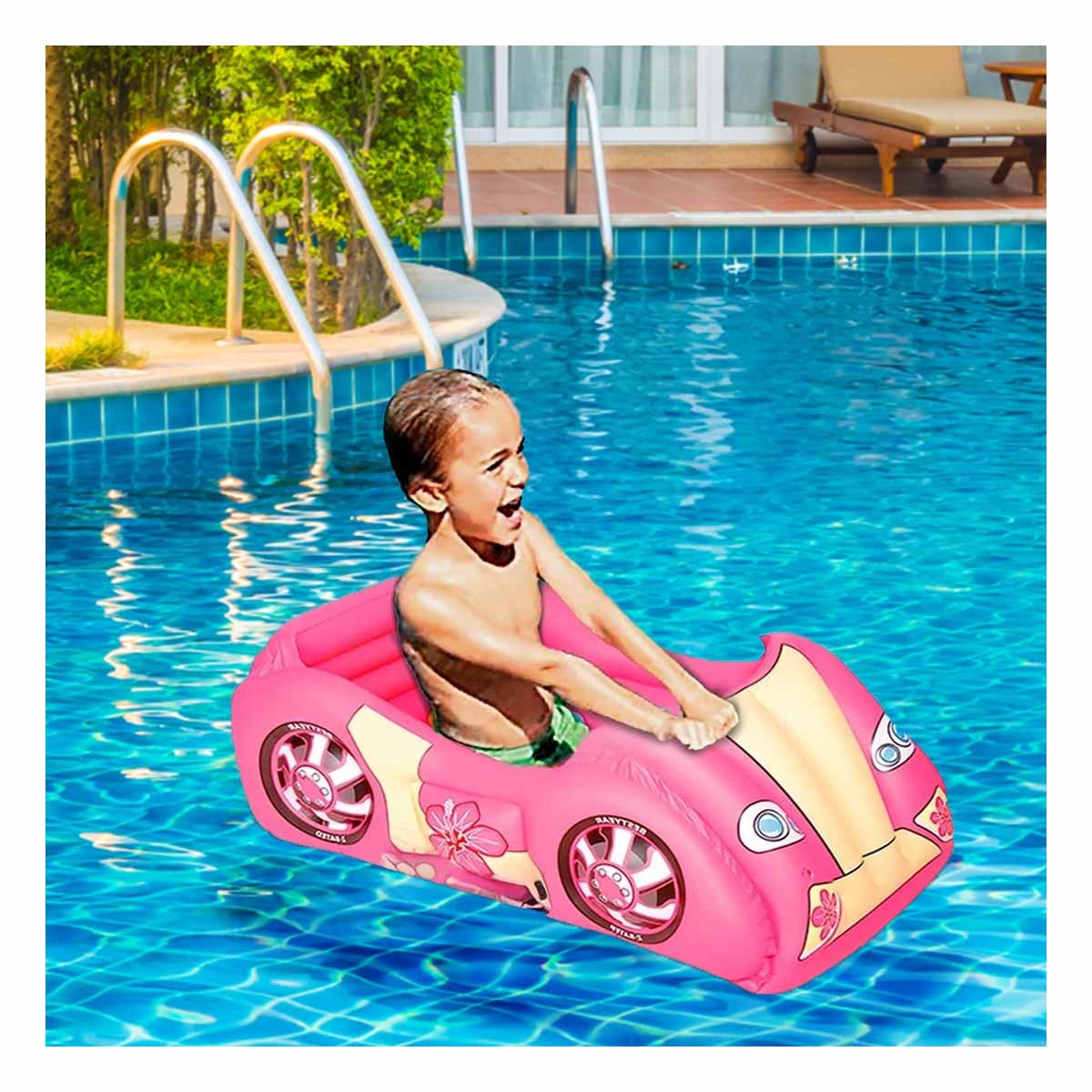 ALBERCA DE BOLAS 119X79X51 CM HINCHABLE INFANTIL COCHE DE CARRERA NINOS Y+LIGAS REGALO - 1
