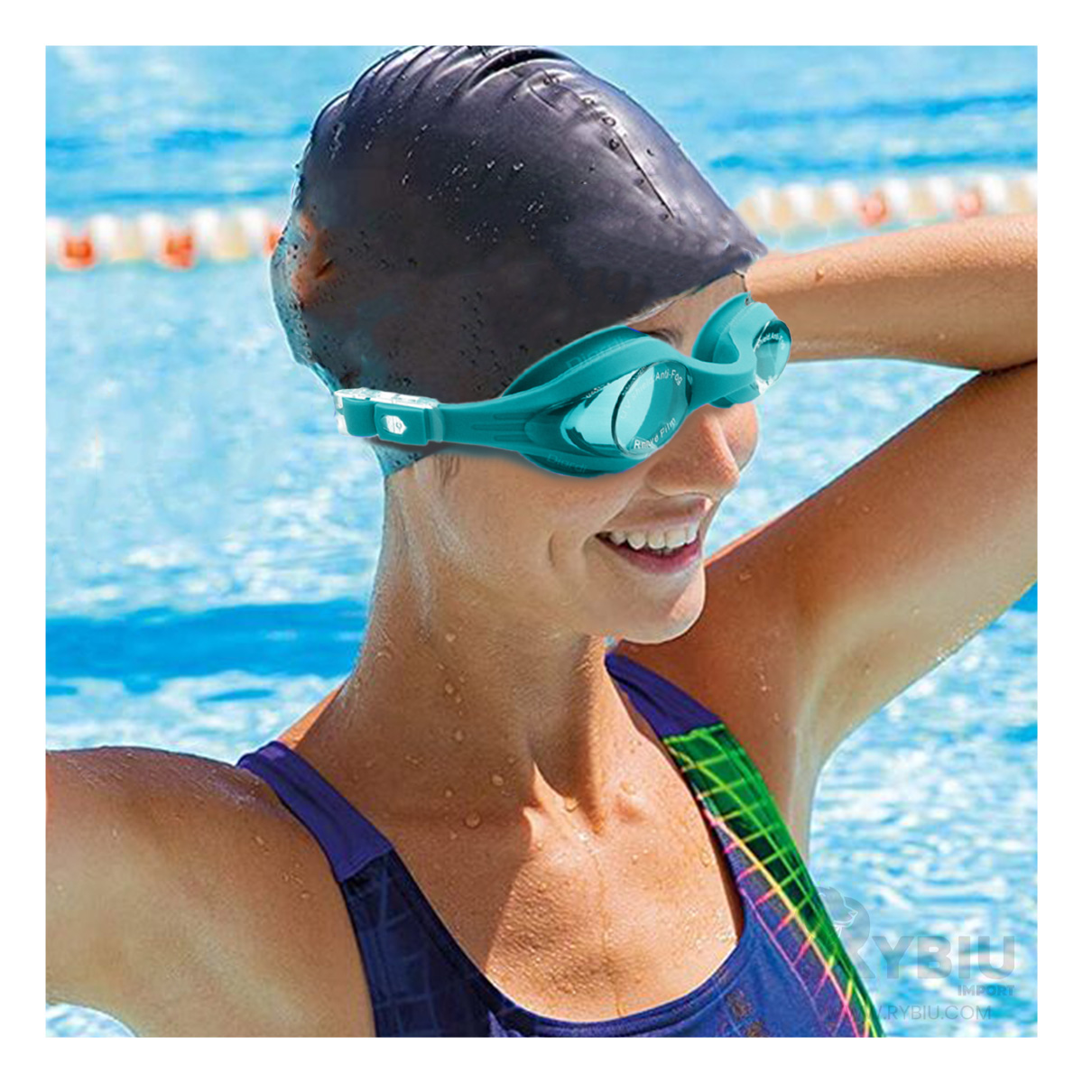 GAFAS NATACIÓN RYBIU MG-1600 UTILES PISCINA CELESTE + REGALO STICKERS - 4