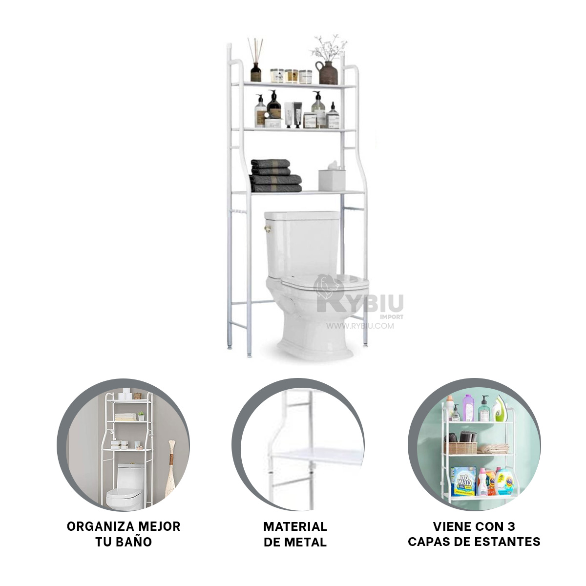 ORGANIZADOR BAÑO RYBIU HO30746 BLANCO CUADRADO + GIFT STICKERS - 2