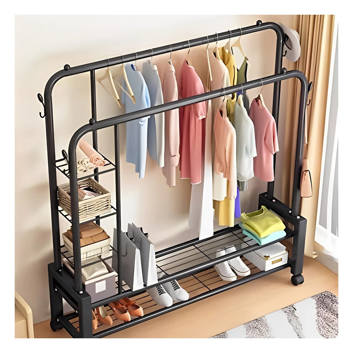 ESTANTE RYBIU HO32617 COMPACTO 2 NIVELES NEGRO + REGALO STICKERS - 4