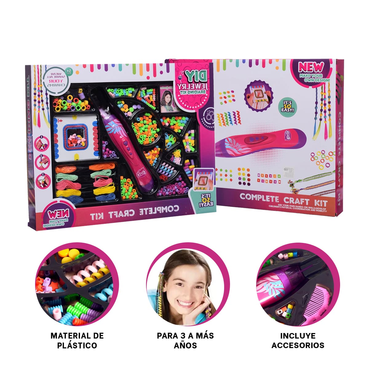 SET RYBIU JU34246 PIEZAS CON PISTOLA DECORAR CABELLO + POST-IT ADHESIVOS - 1