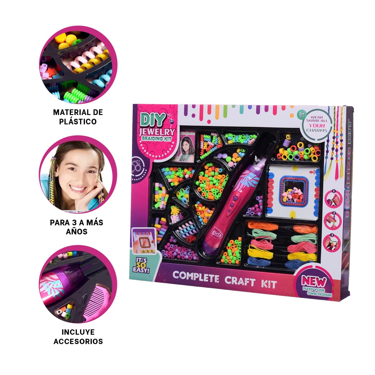 SET DISEÑO RYBIU JU34246 CON CUENTAS CABELLO + REGALO AGENDITA - 3