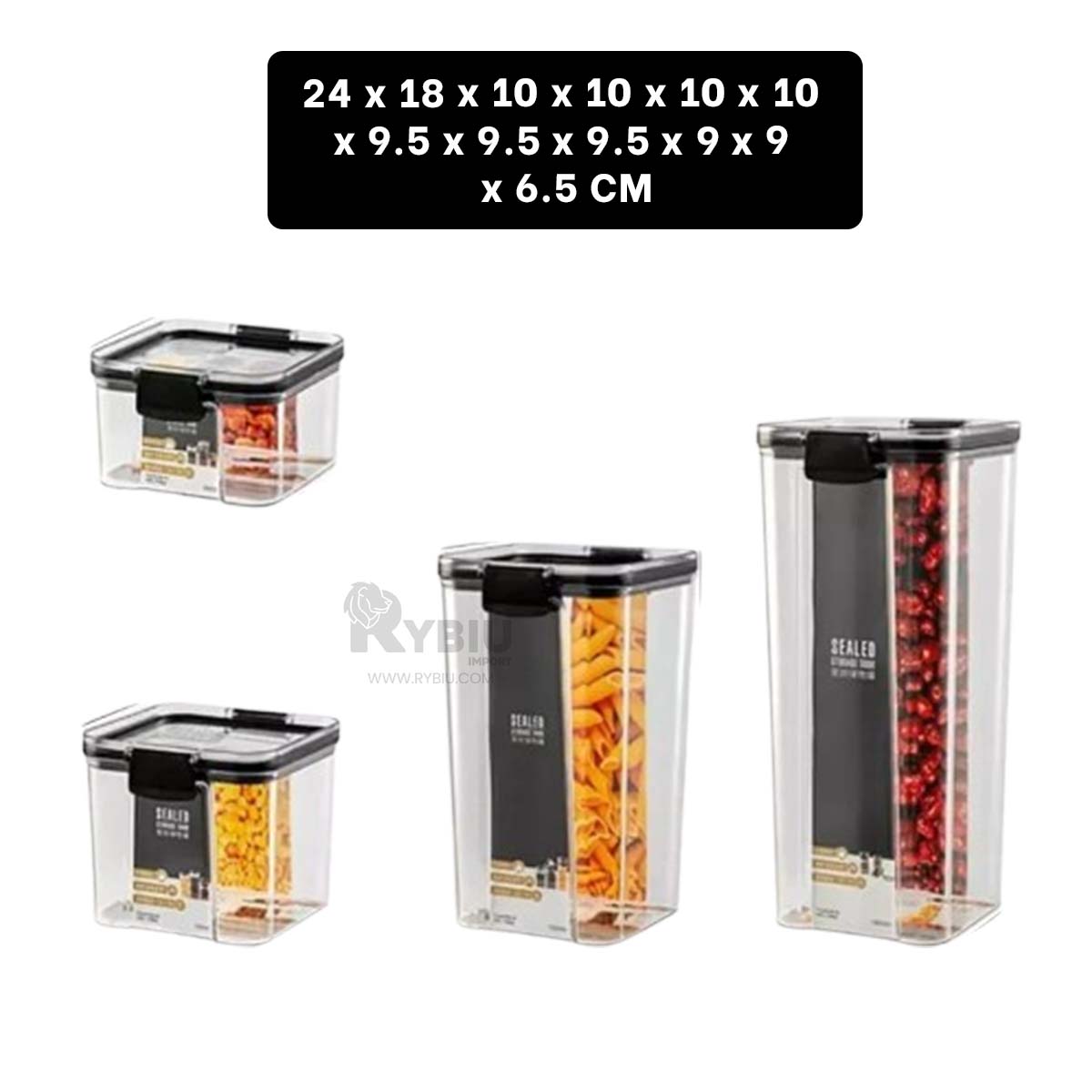 RECIPIENTES DE COMIDA KIT DE 6 COLOR TRANSPARENTE - 5