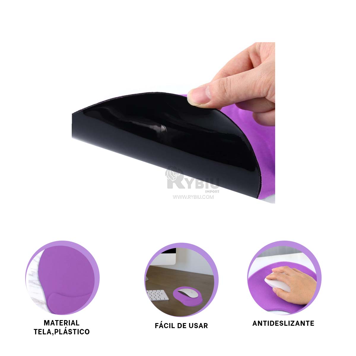 COJINETA COMPACTA RYBIU TE32544 EN COLOR LILA + REGALO LIGAS PARA PEINAR - 1