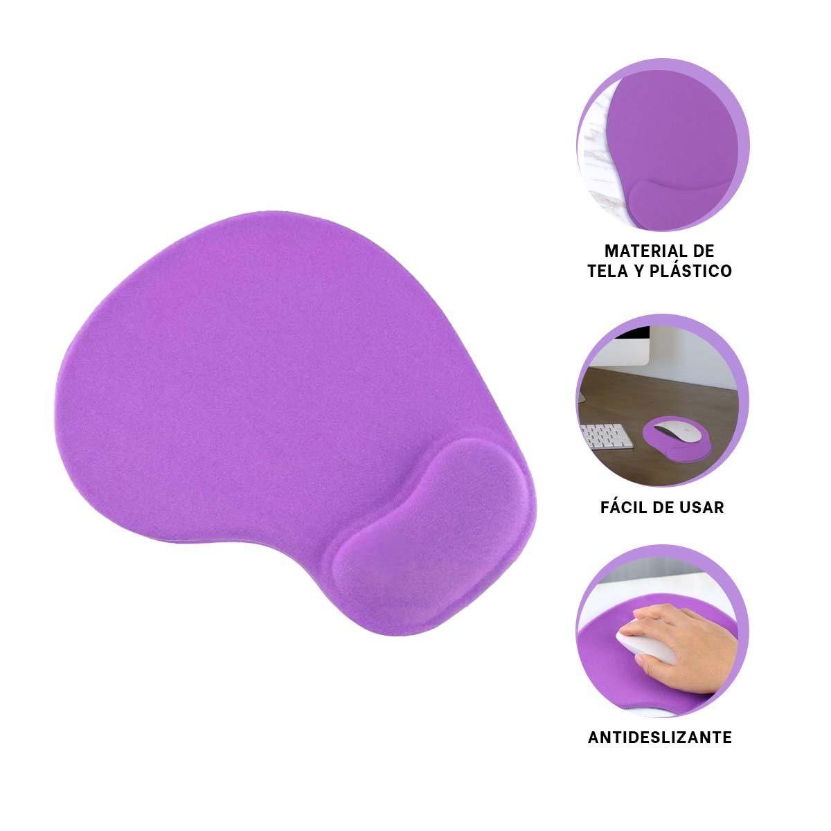 MOUSE PAD RYBIU TE32544 COMODO GEL PEQUEÑO EN COLOR LILA - 3