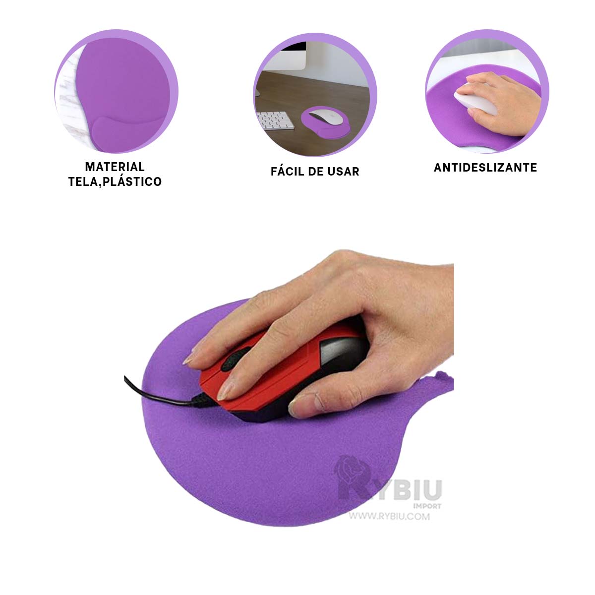BASE RYBIU TE32544 ESTETICO PARA RATON PEQUEÑO EN LILA + REGALO STICKERS - 3