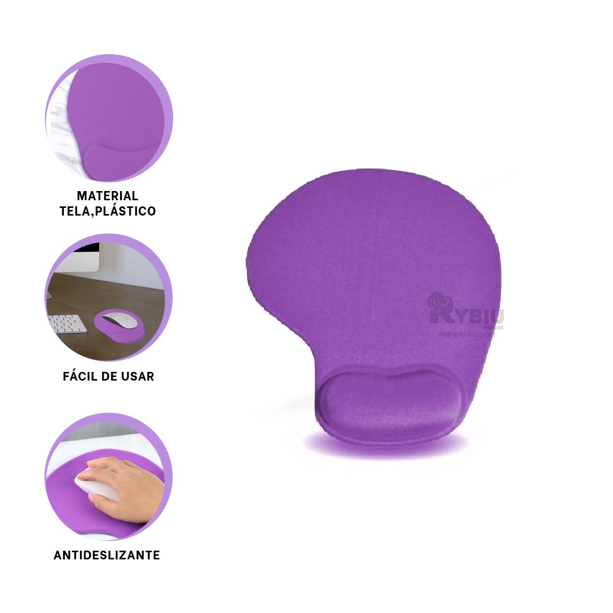 MOUSE PAD RYBIU TE32544 ANTIDESLIZANTE PEQUEÑO LILA  + PAPEL REGALO - 3