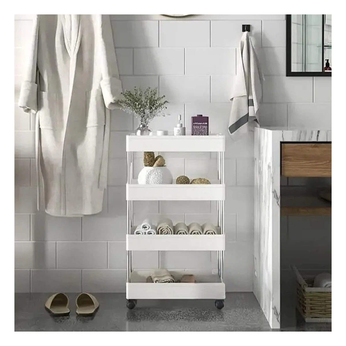 RACK TRANSPORTABLE DE 4 NIVELES EN BLANCO Y+GIFT STICKERS - 1