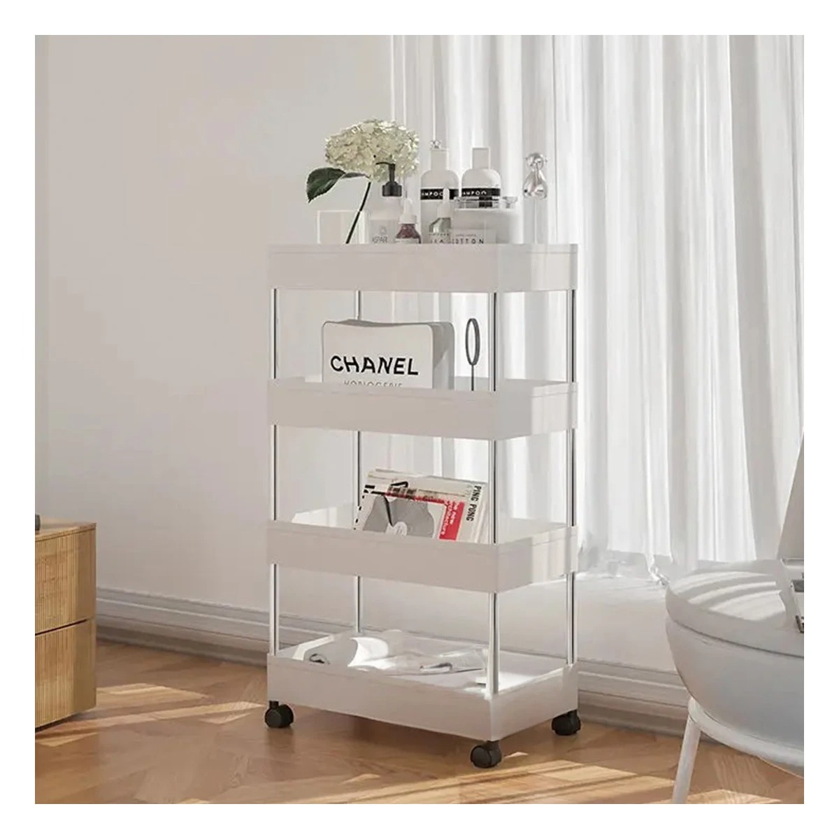 RACK TRANSPORTABLE DE 4 NIVELES EN BLANCO Y+GIFT STICKERS - 4