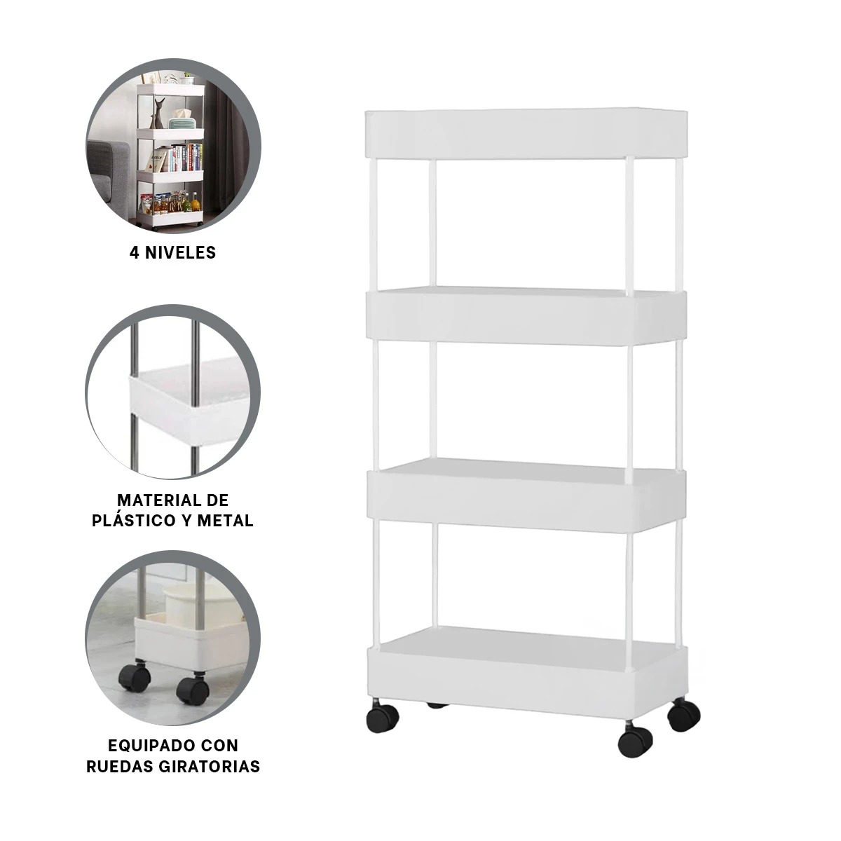 ESTANTE COMPACTO ALTO DE 4 NIVELES BLANCO Y+REGALO AGENDITA - 4