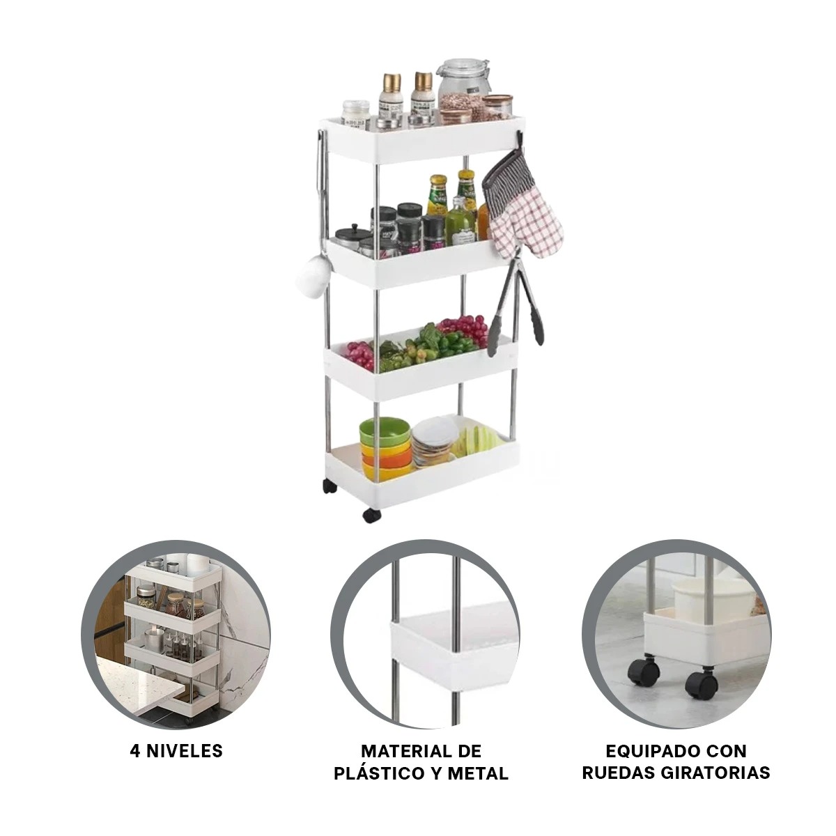 RACK PRACTICO UTIL DE 4 NIVELES EN BLANCO Y+GIFT MINIAGENDA - 2