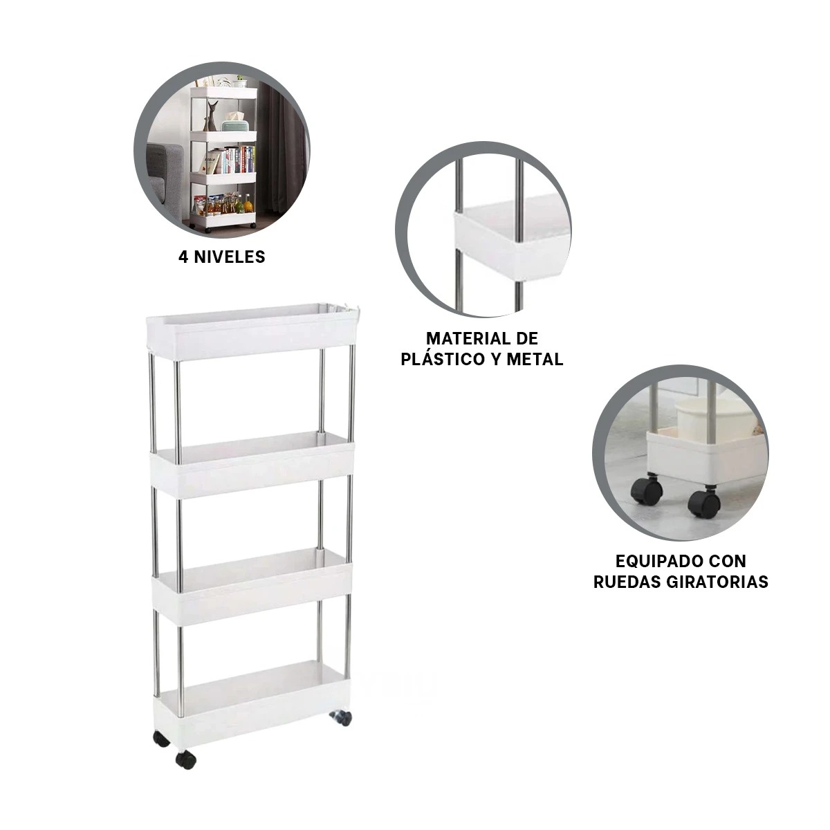 RACK PRACTICO UTIL DE 4 NIVELES EN BLANCO Y+GIFT MINIAGENDA - 4