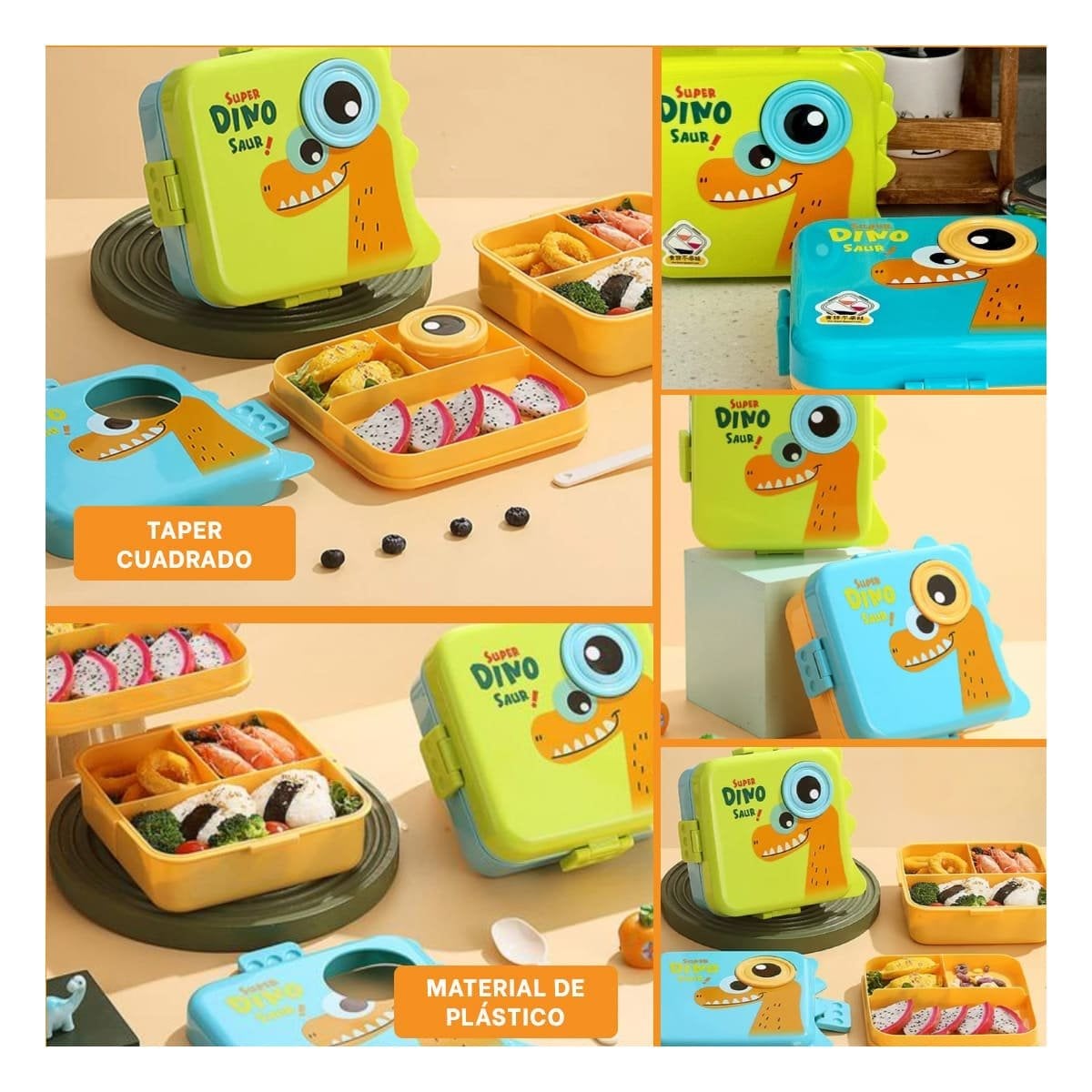 PACK12 MODULAR CUADRADO PARA SNACKS DIVERTIDOS 1600ML VERDE Y CELESTE Y+PAPEL REGALO - 2