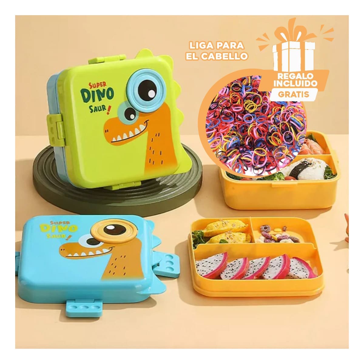 PACK4 TAPER INFANTIL PLASTICO 1600ML VERDE Y+LIGAS DE REGALO - 1