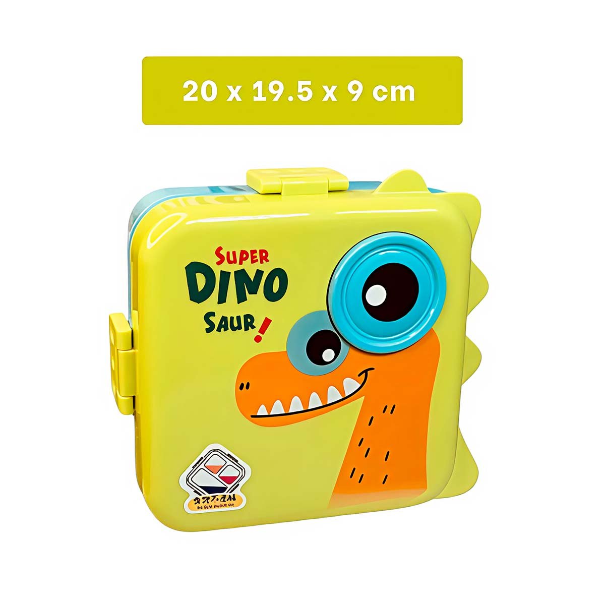 PACK2 UNIDAD CUADRADA CON DINOSAURIO PARA LLEVAR COMIDA 1600ML VERDE Y CELESTE - 4
