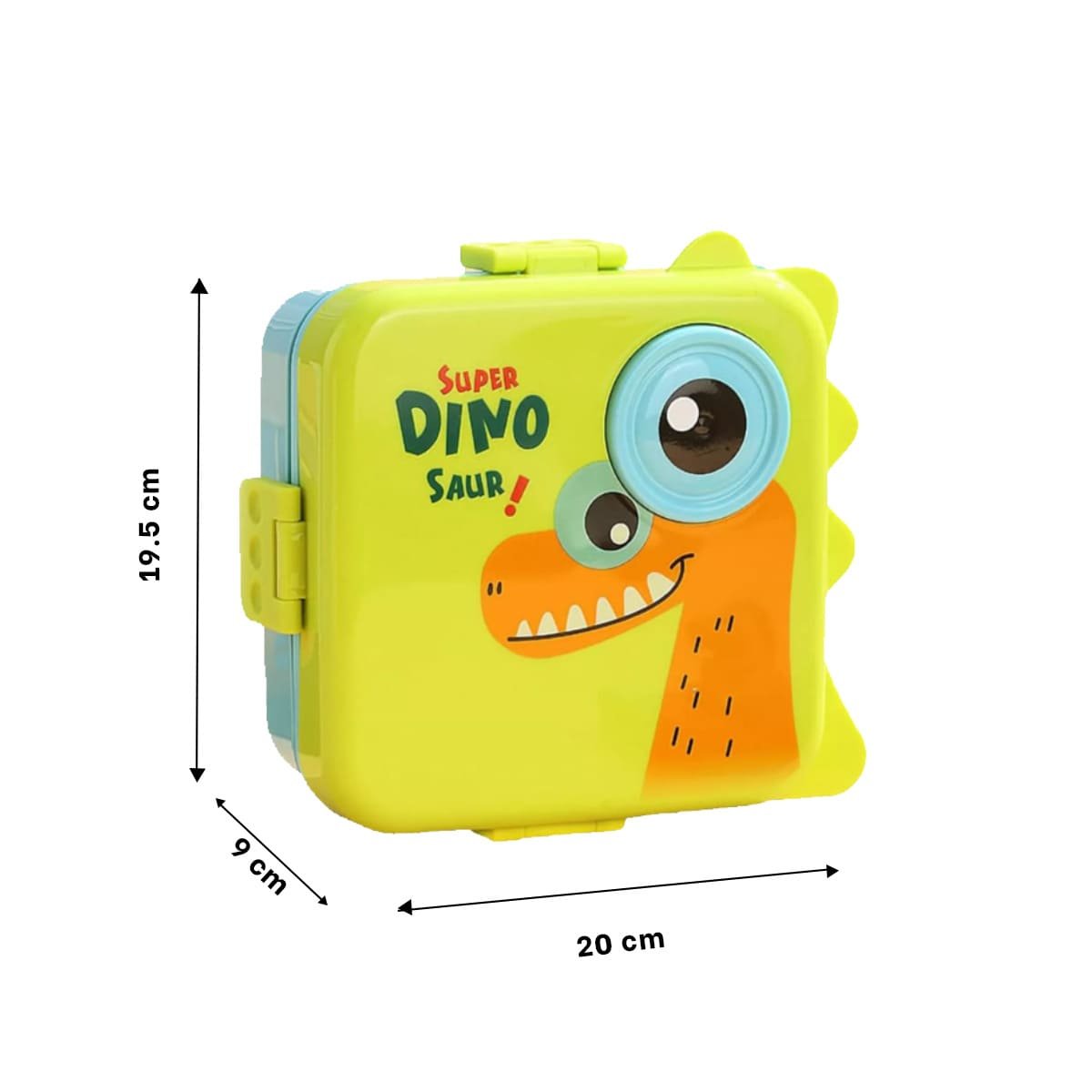 ENVASE CUADRADO CON DINOSAURIO PARA COMIDAS SALUDABLES 1600ML VERDE Y CELESTE - 4