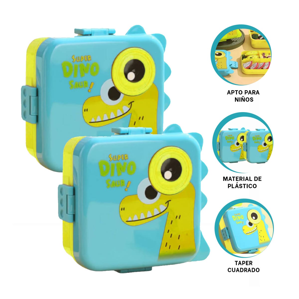 PACK4 TAPER INFANTIL PLASTICO 1600ML CELES Y+LIGAS DE REGALO - 3