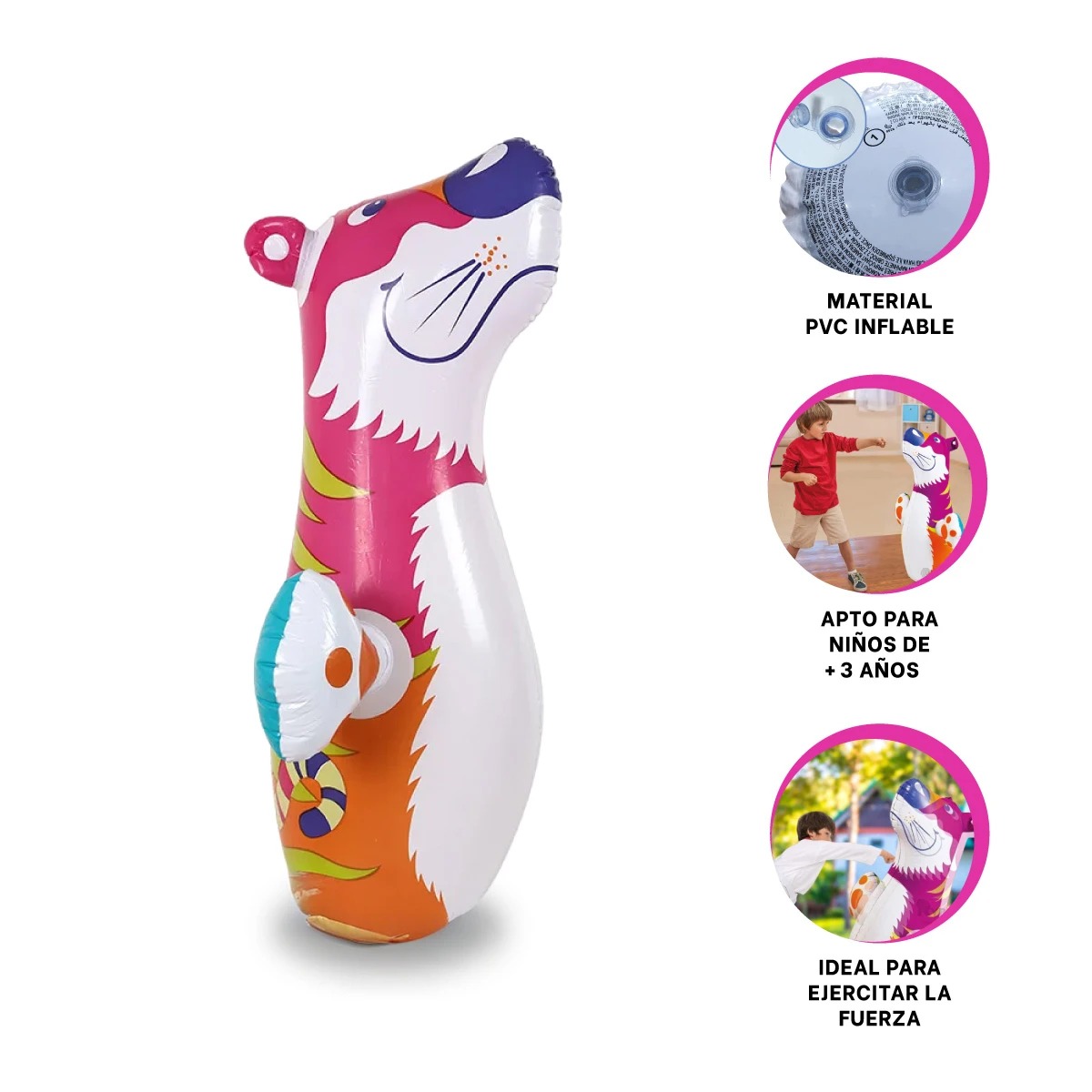 INFLABLE SEGURO Y JUGUETON DE DISEÑO TIGRE Y+REGALO STICKERS - 4