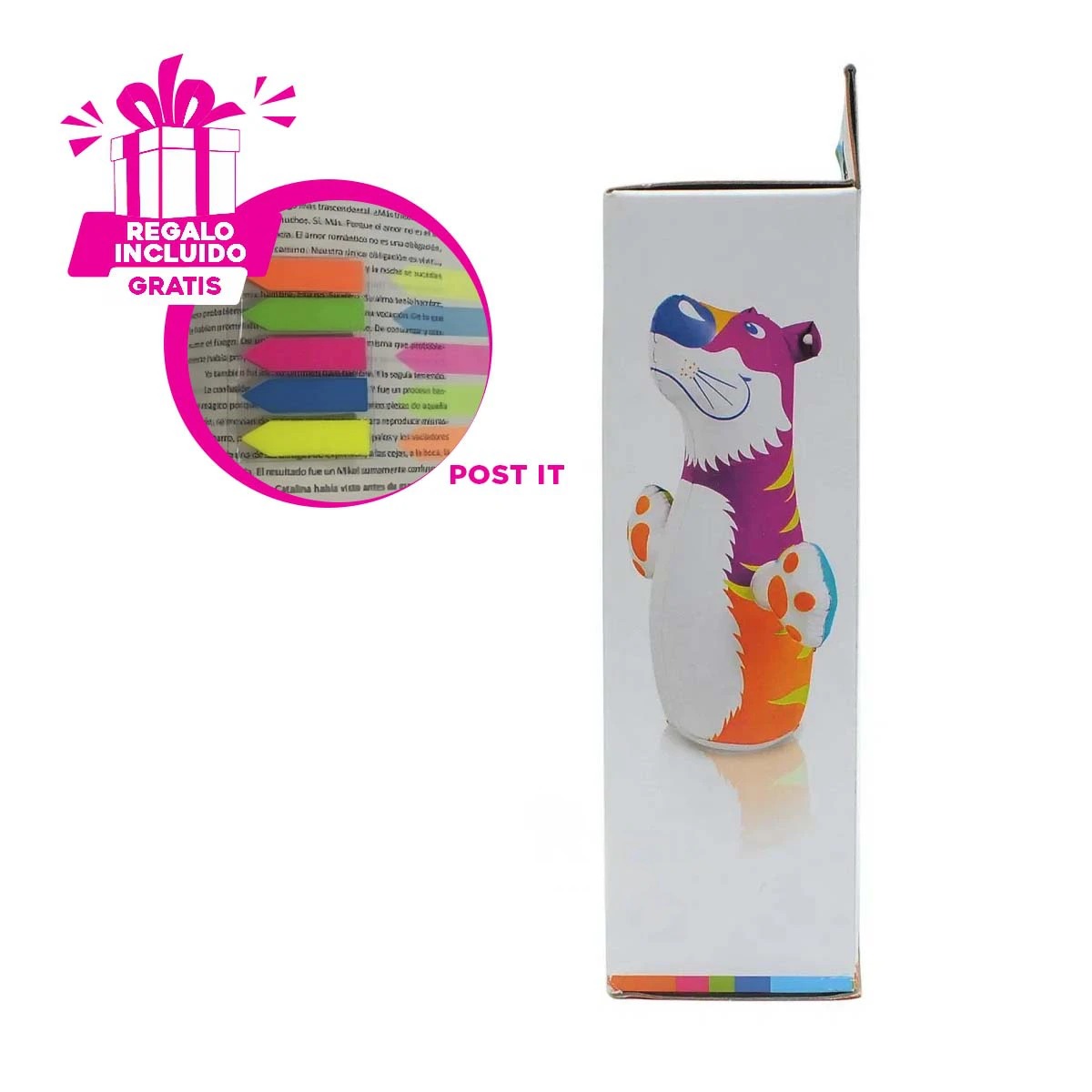 MUÑECO PARA NIÑOS CON DISEÑO DE TIGRE Y+BANDERITAS ADHESIVAS - 1